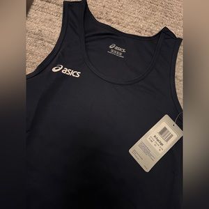 NWT ASICS navy technical fabric workout singlet.